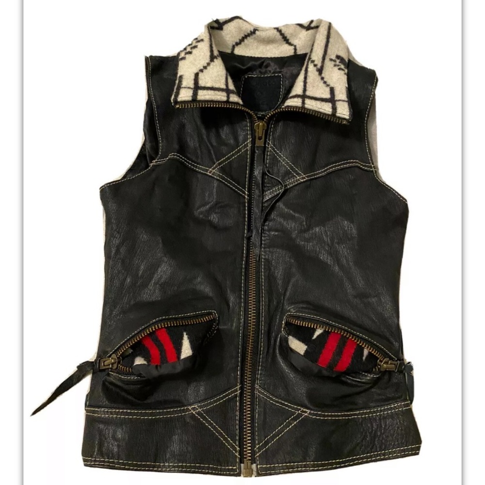 Rare KIYOTE OF BIG SUR Pendleton Leather Vest